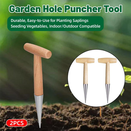 2pcs Gardening Hole Punch T Shape Fertilizer Seeder Vegetable Planting Tool