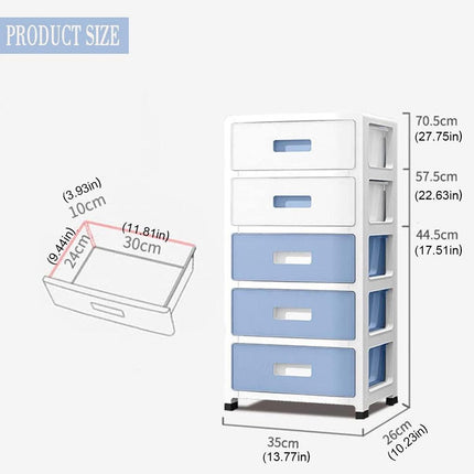 5-Tier Plastic Storage Drawers Organizer Kids Bedroom Wardrobe Cabinet Chest