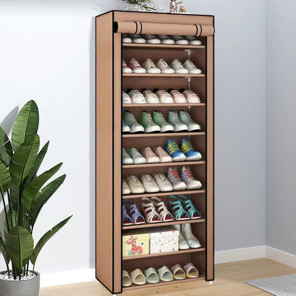 10 Tier Shoe Rack Stainless Steel Frame Non Woven Fabric for Shoe Storage Use