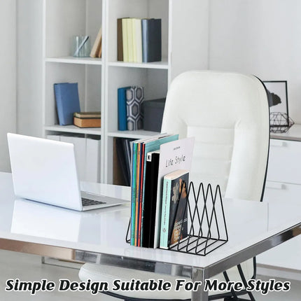 Book Storage Rack Desktop Bookshelf Records Holder Magazines Stand Space Saving