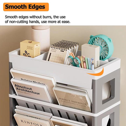 Trolley Deskside Book Storage Bookshelf Removable Floor Shelf for Home Office
