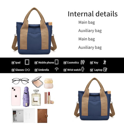 Womens Canvas Handbag Multi-layer Lightweight Crossbody Bag for Work Mommy