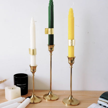 3 Pcs Vintage Candlesticks Set in Gold Metal with Different Heights