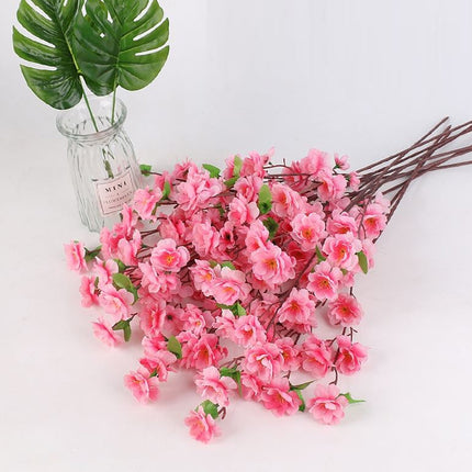 10PCS Artificial Peach Blossom Branches Realistic Pink Flower for Wedding Party