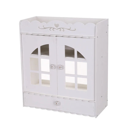 Bathroom Wall-Mounted Storage Cabinet with No-Drill Transparent Doors