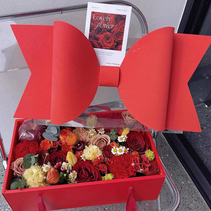 Clear Handheld Flower Gift Box Bow Fruit Flower Packaging Display Box Floral