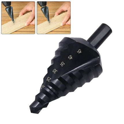 Spiral Nitriding Step Drill Bit Multi Hole Cutter 10-45mm 8 Step Sizes Cutting