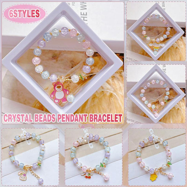 Tree & Flower Designed White Crystal Charm Beaded Bracelet Jewellery - Aimall