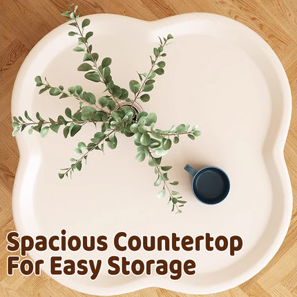 Modern Four Leaf Clover Small Side Table Plastic Sofa Side Table with Storage Shelves