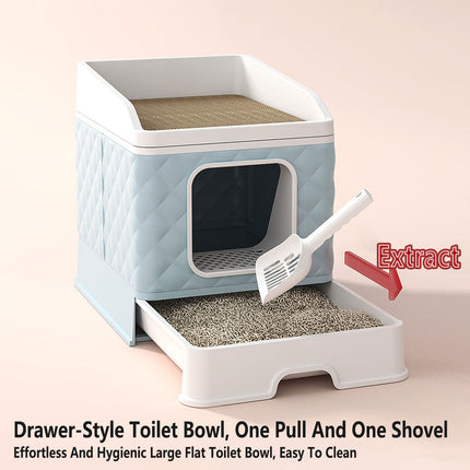 Cat Litter Box Large Capacity Drawer Type Design Enclosed Toilet for Indoor Pet