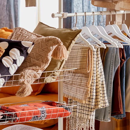 Modular Floor-Standing Clothes Rack Adjustable Height for Home Clothes Storage