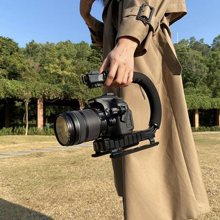 U Shaped Camera Stabilizer Rig For DSLR Video Shooting with Flash Mount Hot Shoe