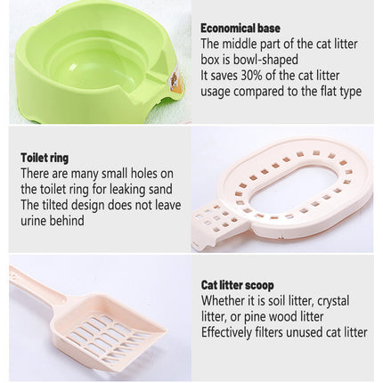 Cat Litter Box Open Toilet Green Squat Style Pet Tray Easy Clean Plastic Kitty