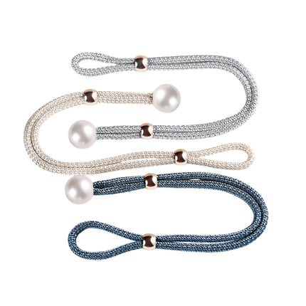 Curtain Tiebacks Pearl Strap Set 3 Pairs Decorative Buckle Holder Rings Hooks