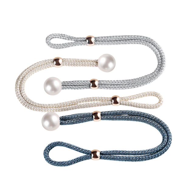 Curtain Tiebacks Pearl Strap Set 3 Pairs Decorative Buckle Holder Rings Hooks