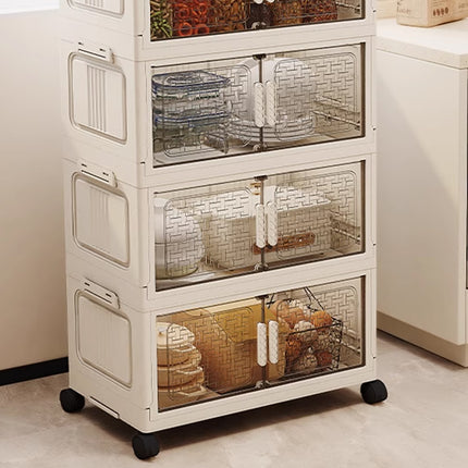 Plastic Multi Layer Foldable Storage Cabinet 5-Tier Dustproof Space Saving