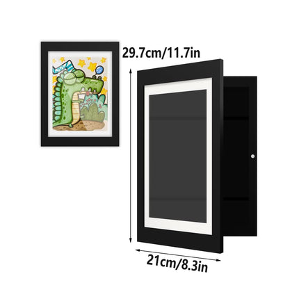 Kids Art Display Frames Set Wooden Artwork Holder 2PCS Children Drawing Storage