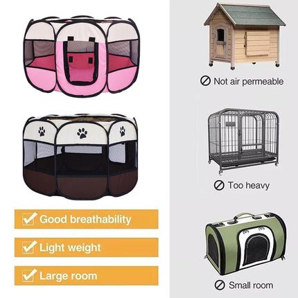 Pet Fence Indoor Cat Dog Tent Octagonal Fence Portable Foldable Cage Kennel