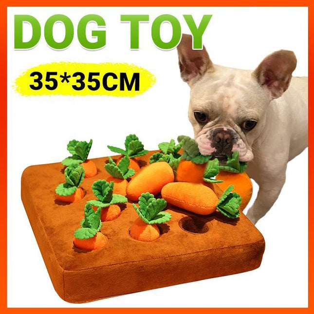 Carrot Plush Dog Toy Foraging Interactive Puzzle Mat for Small Puppies 35x35cm