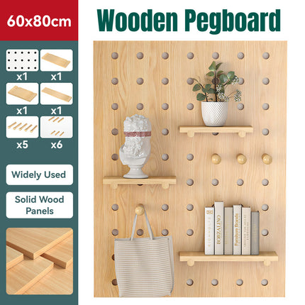 Wooden Pegboard Wall Mounted Organizer Hanging Shelf for Home Living Room Use
