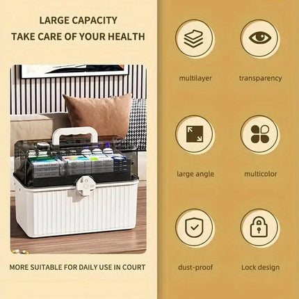 Large Capacity Medicine Cabinet Multi Layer Storage Box for Household First Aid