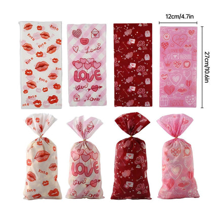 150pcs Valentine's Day Gift Bags Flame Red Lips Candy Snack Cookie Party Bags