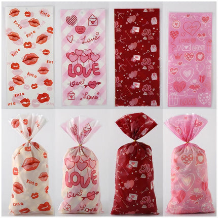 150pcs Valentine's Day Gift Bags Flame Red Lips Candy Snack Cookie Party Bags