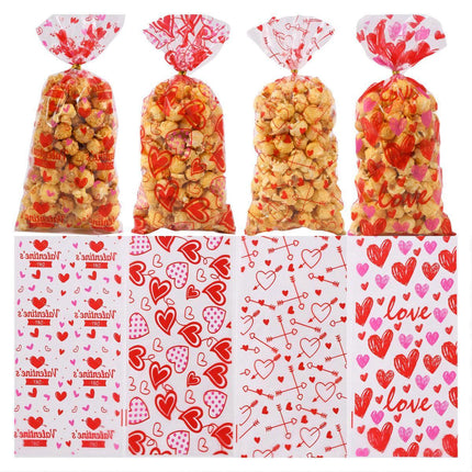 150pcs Valentine's Day Gift Bags Flame Red Lips Candy Snack Cookie Party Bags