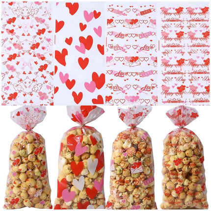 150pcs Valentine's Day Gift Bags Flame Red Lips Candy Snack Cookie Party Bags