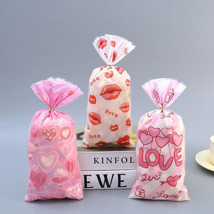 150pcs Valentine's Day Gift Bags Flame Red Lips Candy Snack Cookie Party Bags