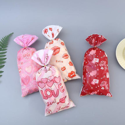 150pcs Valentine's Day Gift Bags Flame Red Lips Candy Snack Cookie Party Bags