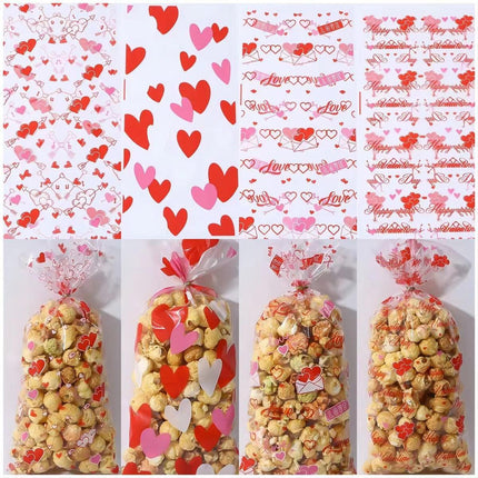 150pcs Valentine's Day Gift Bags Flame Red Lips Candy Snack Cookie Party Bags