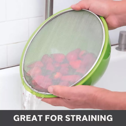 Stainless Steel Splatter Screen Frying Pan Fine Mesh Grease Guard with Handle