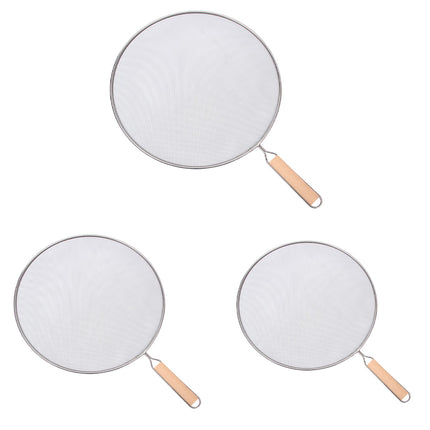 Stainless Steel Splatter Screen Frying Pan Fine Mesh Grease Guard with Handle