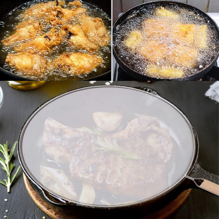 Stainless Steel Splatter Screen Frying Pan Fine Mesh Grease Guard with Handle