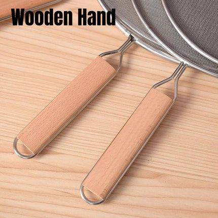 Stainless Steel Splatter Screen Frying Pan Fine Mesh Grease Guard with Handle