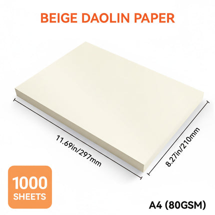 1000 Sheets A4 Glazed Printing Paper 80/100gsm High Quality Smooth Beige Durable
