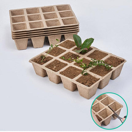 15pcs Pulp Seedling Cups 12 Compartments Nursery Incubators Plant Grow Trays
