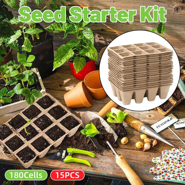 15pcs Pulp Seedling Cups 12 Compartments Nursery Incubators Plant Grow Trays