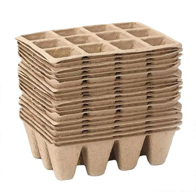 15pcs Pulp Seedling Cups 12 Compartments Nursery Incubators Plant Grow Trays
