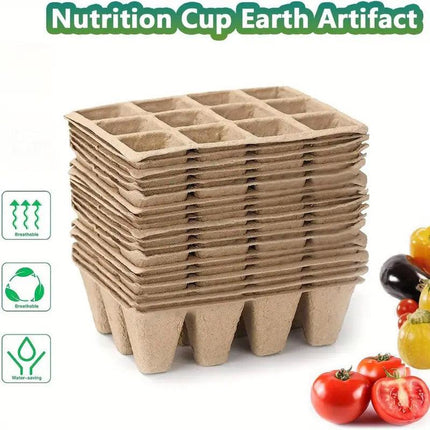 15pcs Pulp Seedling Cups 12 Compartments Nursery Incubators Plant Grow Trays