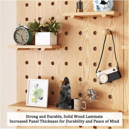 Wooden Pegboard Wall Mounted Organizer Hanging Shelf for Home Living Room Use