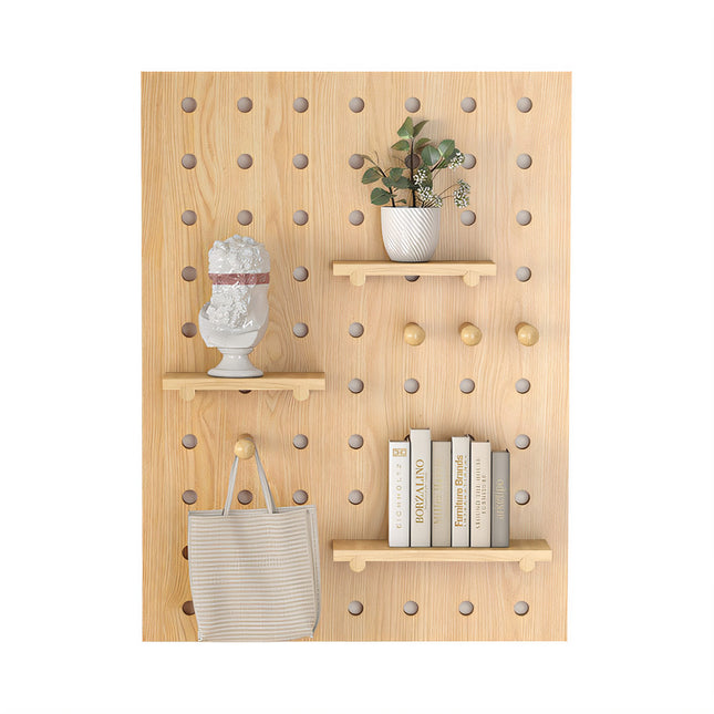 Wooden Pegboard Wall Mounted Organizer Hanging Shelf for Home Living Room Use
