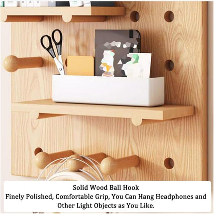 Wooden Pegboard Wall Mounted Organizer Hanging Shelf for Home Living Room Use