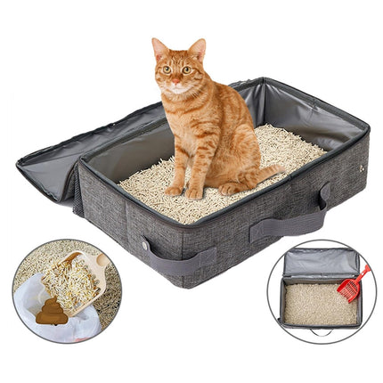 Foldable Cat Litter Box Portable Travel Toilet for Outdoor with Zipper Closure