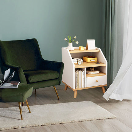 Bedside Cabinet Modern Small Bedroom Storage Nightstand Space Saving Durable