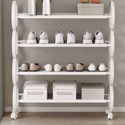 Movable Simple Shoe Rack 4Tier with Wheels for Entryway Hallway Space Saving