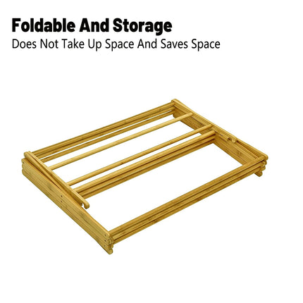 Bamboo Clothes Drying Rack Folding Floor Stand Indoor Vertical Laundry Hanger