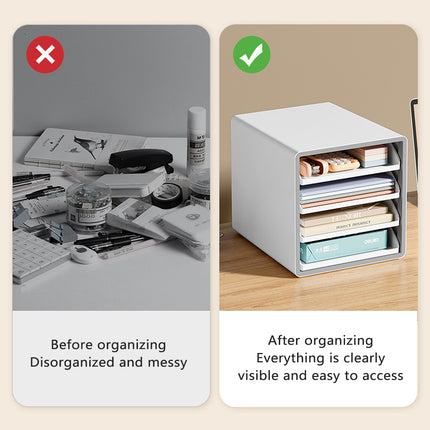 4 Tier A4 Drawer File Cabinet Office Desk Document Organizer Storage Box Files