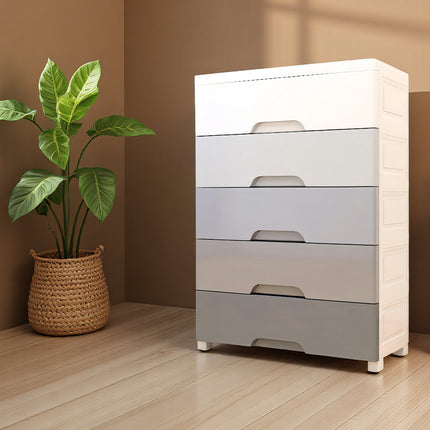 5 Tiers Large Size Plastic Drawer Storage Cabinet Dustproof Space Saving for Home